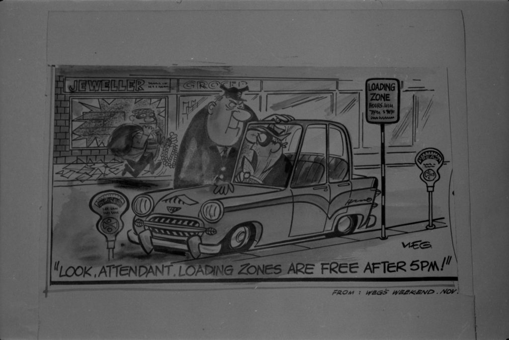 35B-61b Image of a Weg’s Weekend traffic cartoon from The Herald Sun newspaper (formerly ‘The Herald’)