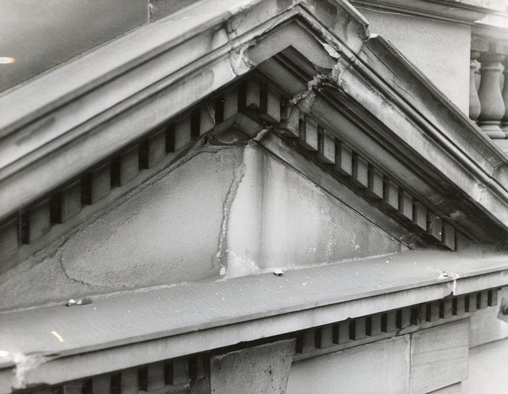 Image showing cracks in the stonework of Melbourne Town Hall