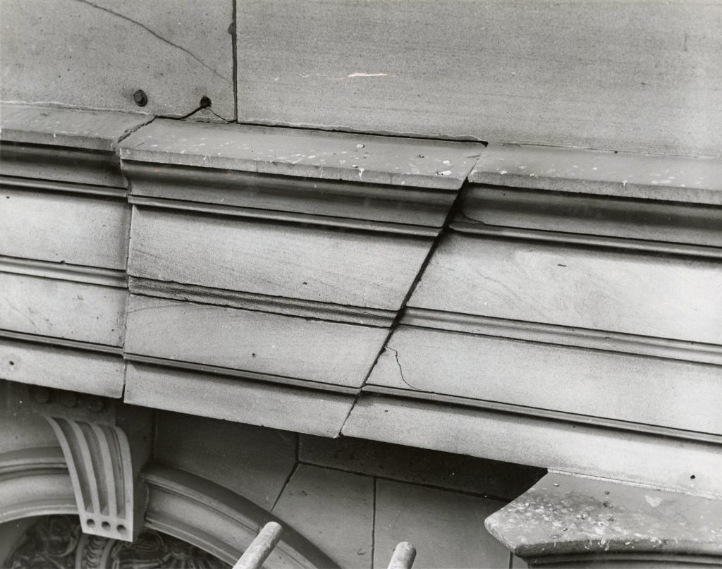 Image showing cracks in the stonework of Melbourne Town Hall