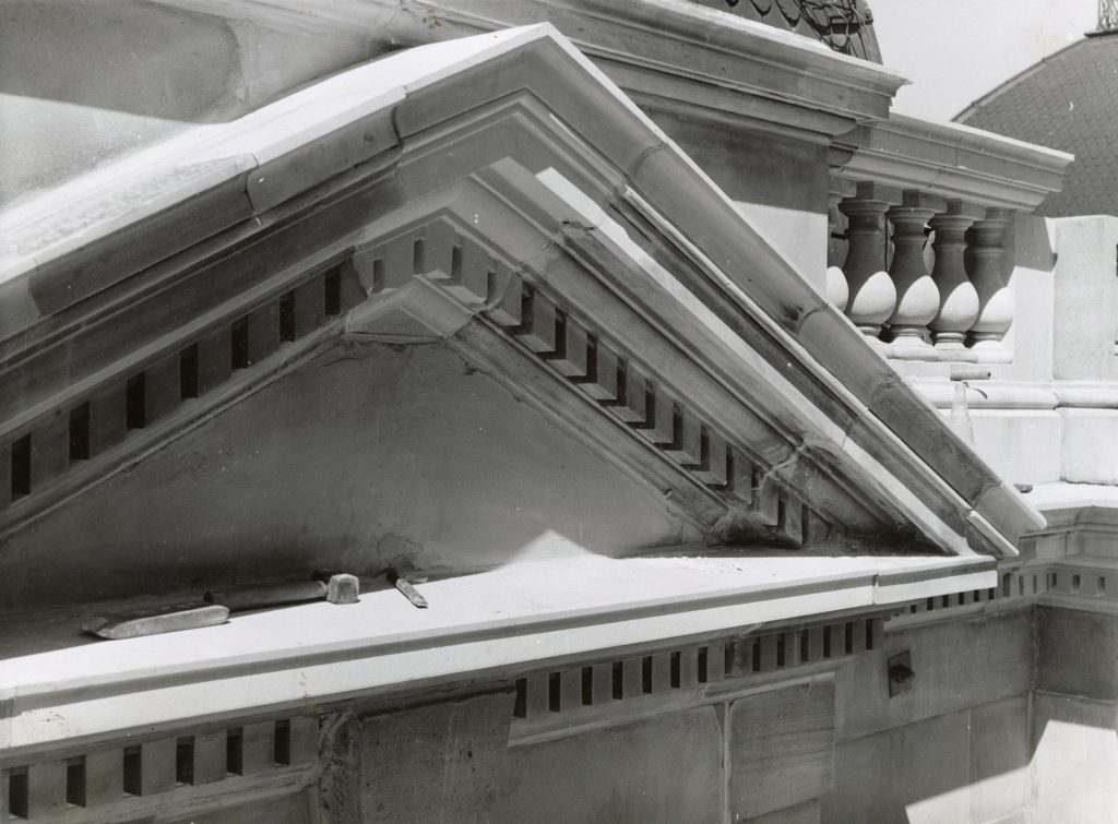 Image showing restoration of the stonework on the Melbourne Town Hall facade