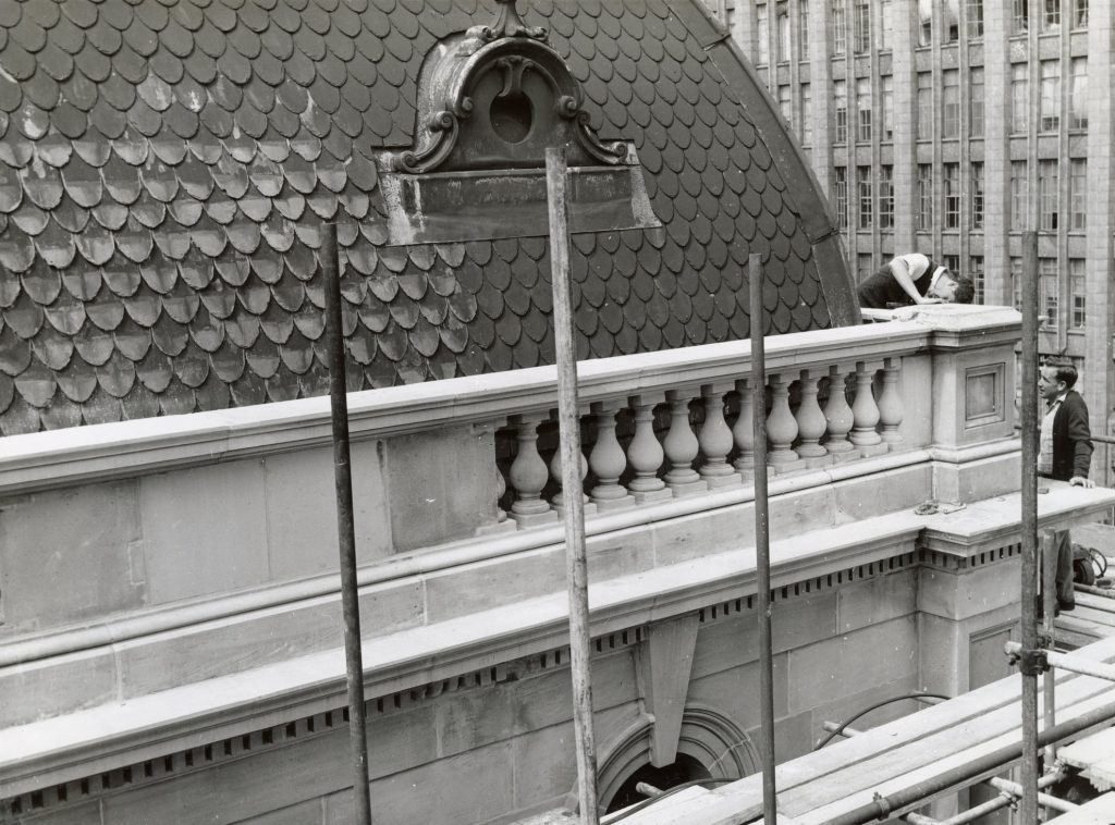 Image showing restoration of the stonework on the Melbourne Town Hall facade