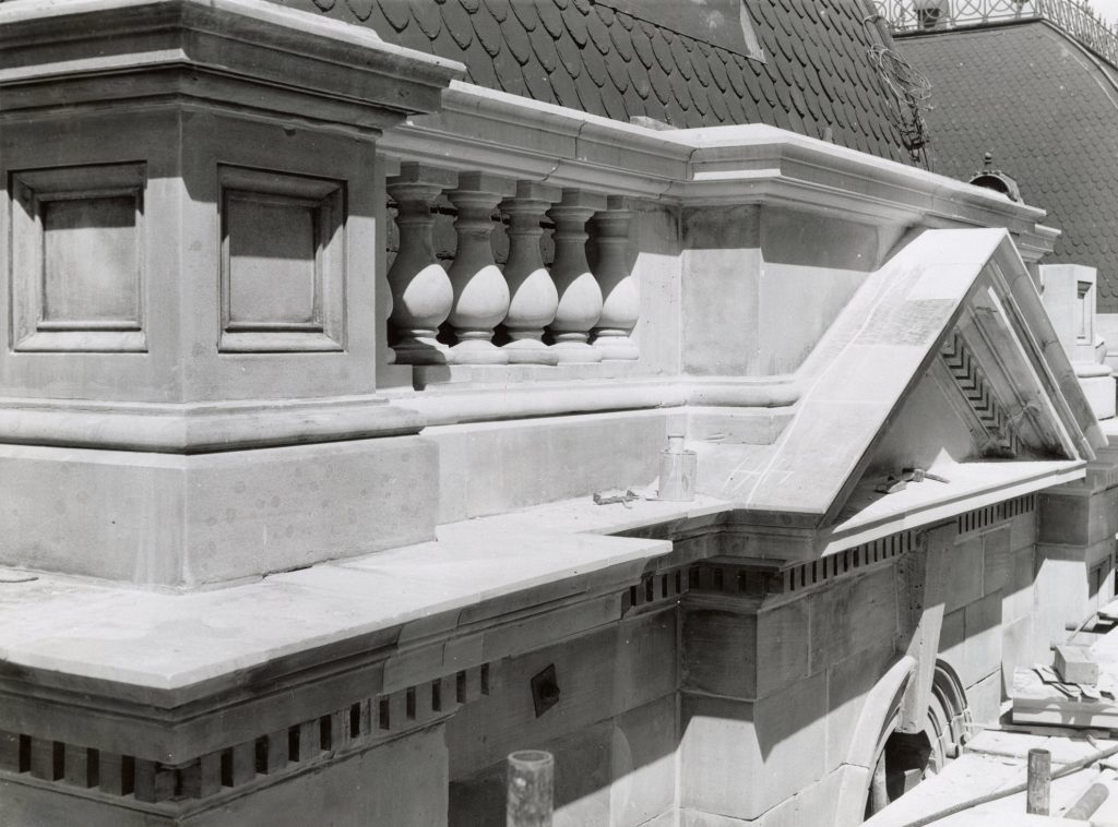 Image showing restoration of the stonework on the Melbourne Town Hall facade