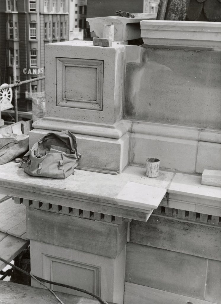 Image showing restoration of the stonework on the Melbourne Town Hall facade