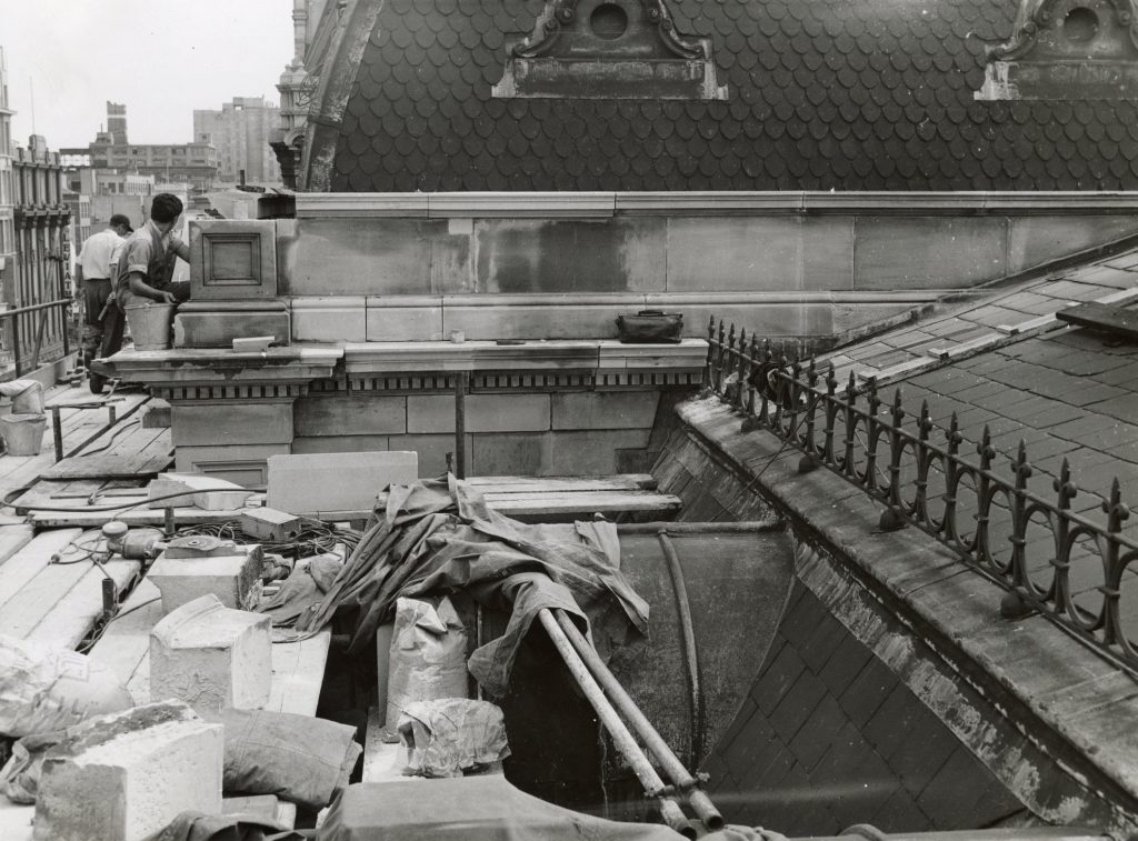 Image showing restoration of the stonework on the Melbourne Town Hall facade