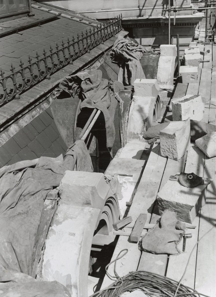 Image showing restoration of the stonework on the Melbourne Town Hall facade