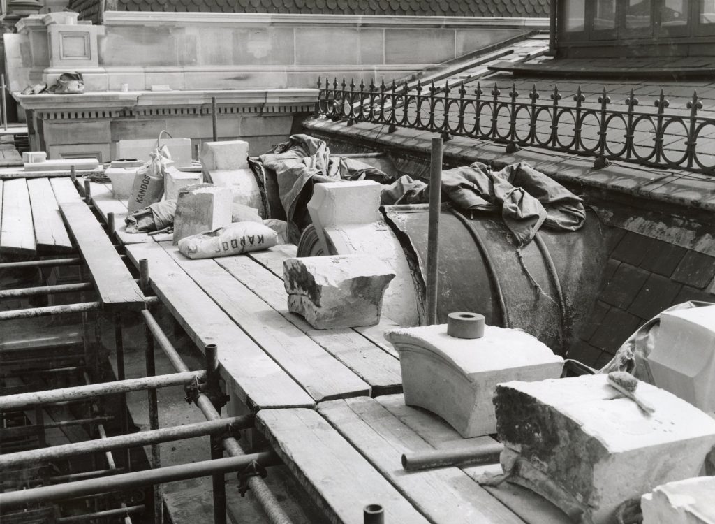 Image showing restoration of the stonework on the Melbourne Town Hall facade