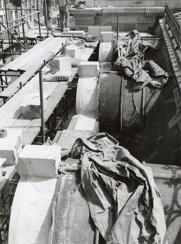 Image showing restoration of the stonework on the Melbourne Town Hall facade