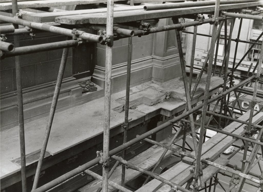 Image showing restoration of the stonework on the Melbourne Town Hall facade