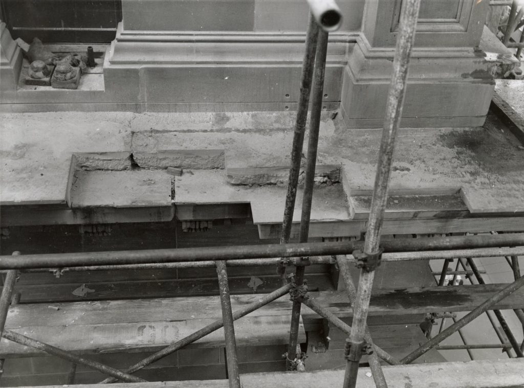 Image showing restoration of the stonework on the Melbourne Town Hall facade