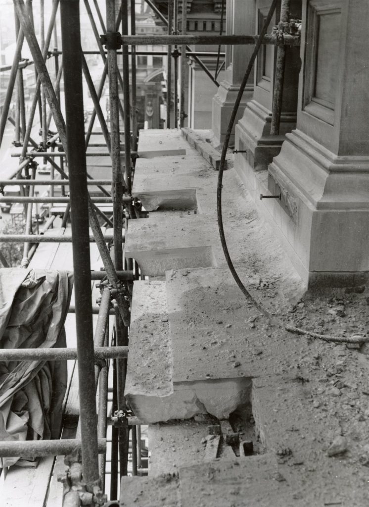 Image showing restoration of the stonework on the Melbourne Town Hall facade