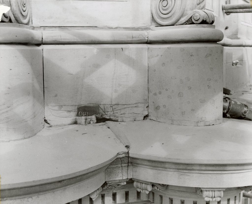 Image showing restoration of the stonework of Melbourne Town Hall