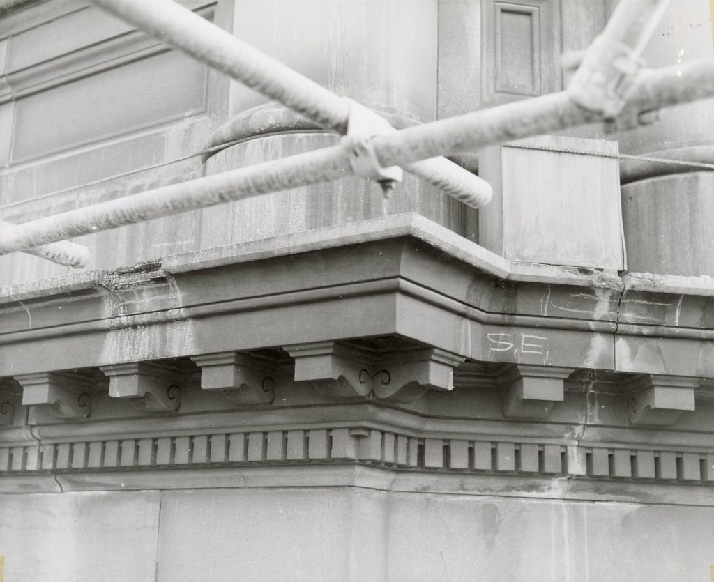 Image showing restoration of the stonework of Melbourne Town Hall