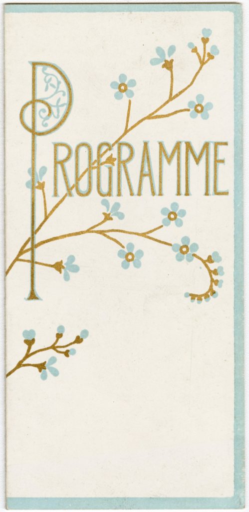 Programme design featuring blue flowers