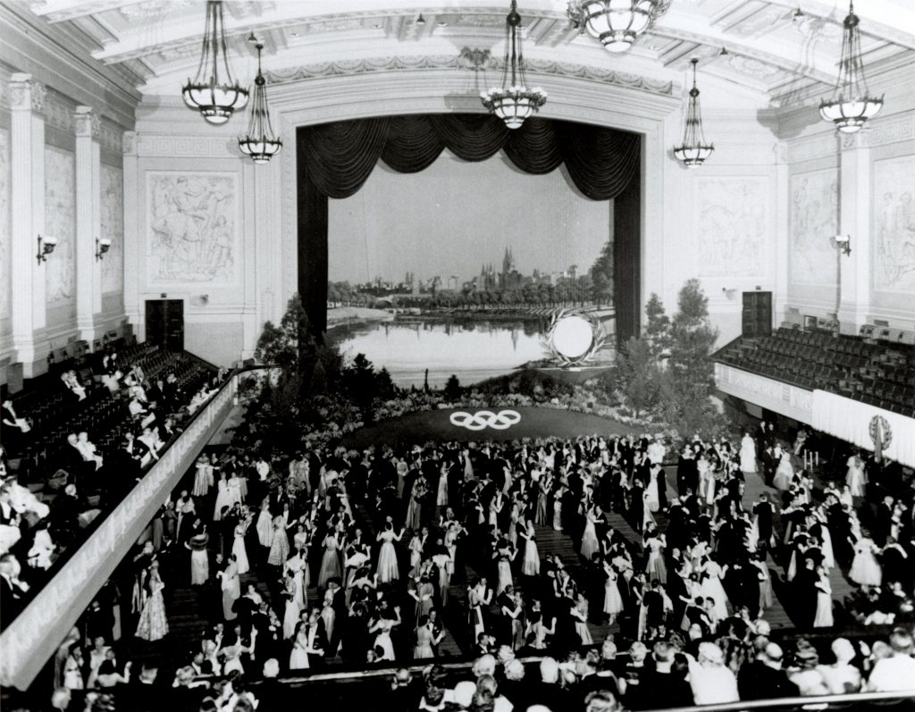 Image of a dance in Melbourne Town Hall for the 1956 Olympic Games