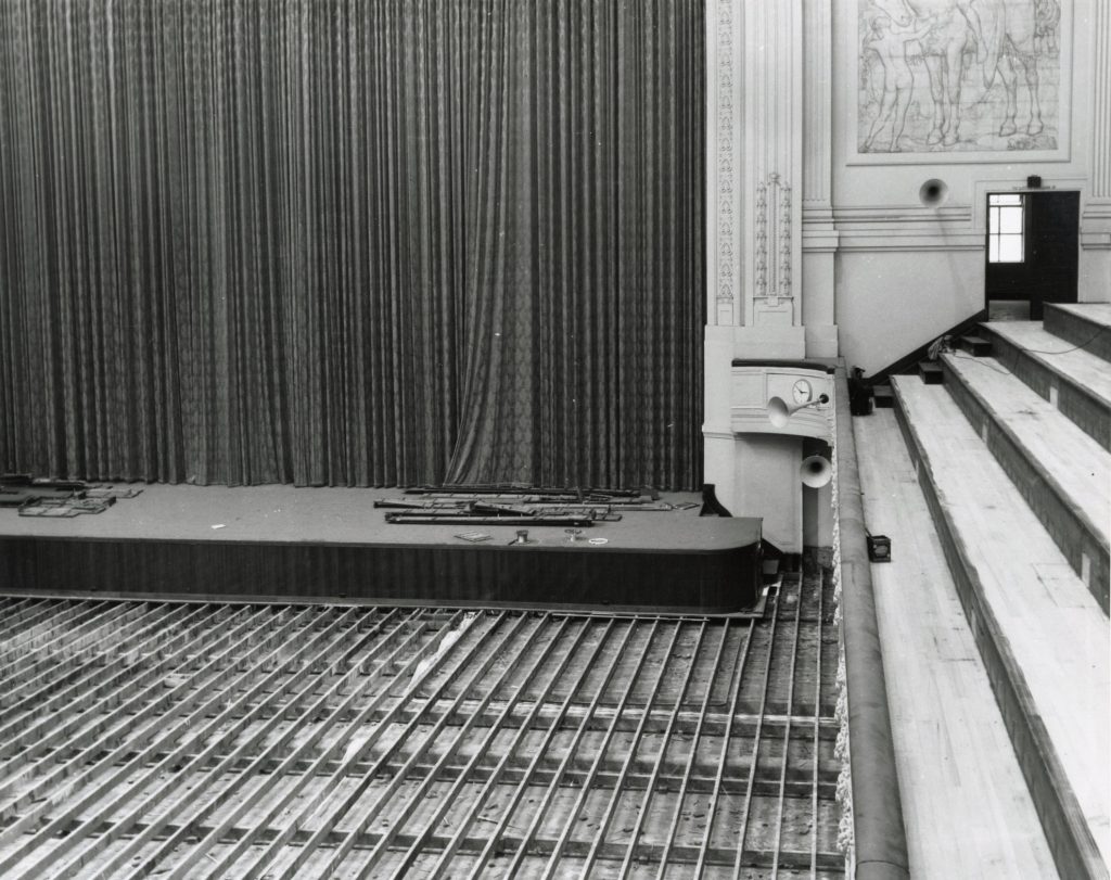Image showing construction of tiered seating platforms and flooring in Melbourne Town Hall