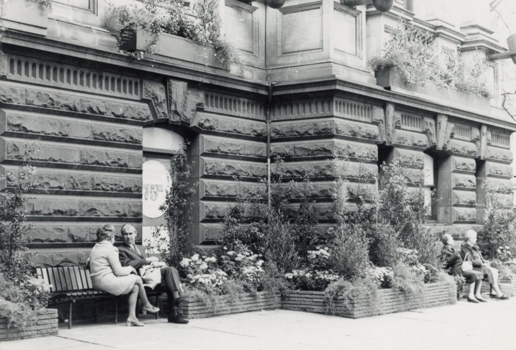 Image showing flower boxes outside Melbourne Town Hall