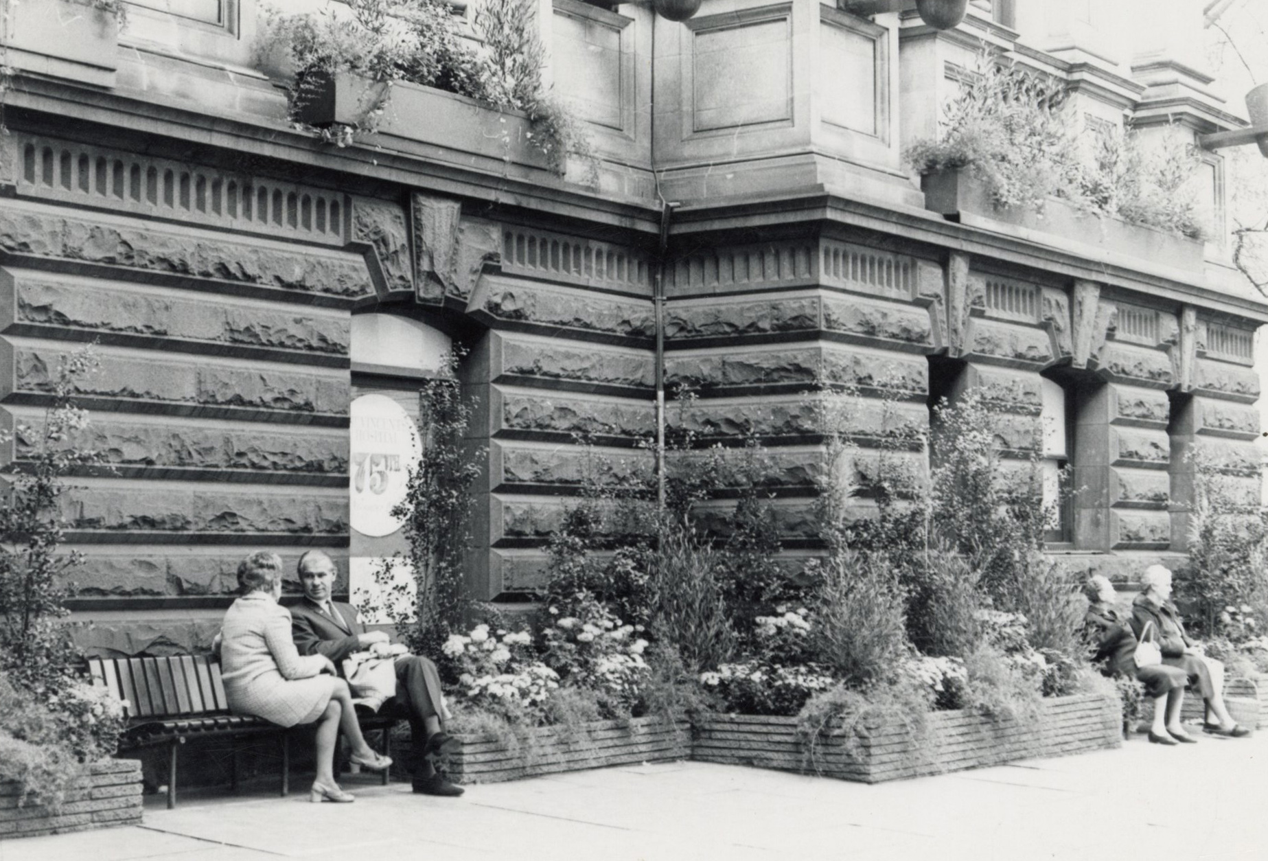 Image showing flower boxes outside Melbourne Town Hall City Collection