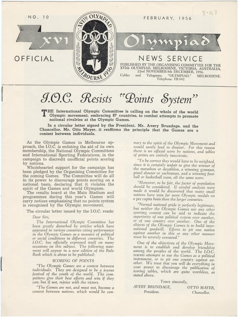 February 1956 issue of the XVI Olympiad newspaper