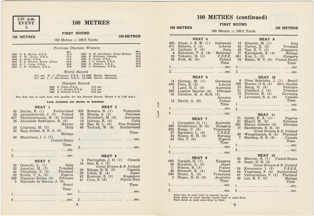 Athletics programme from the 1956 Olympic Games image 1734374-6