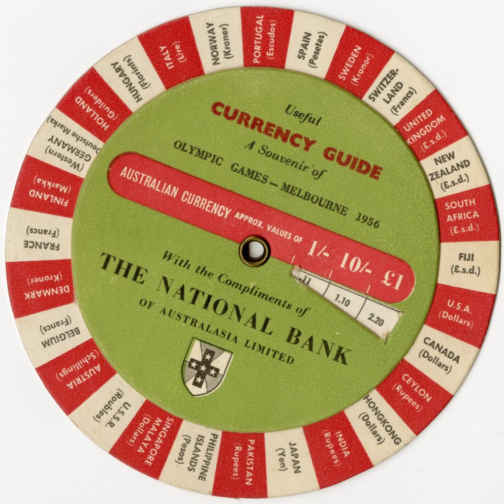 Currency guide wheel, produced for the 1956 Olympic Games image 1734375-1