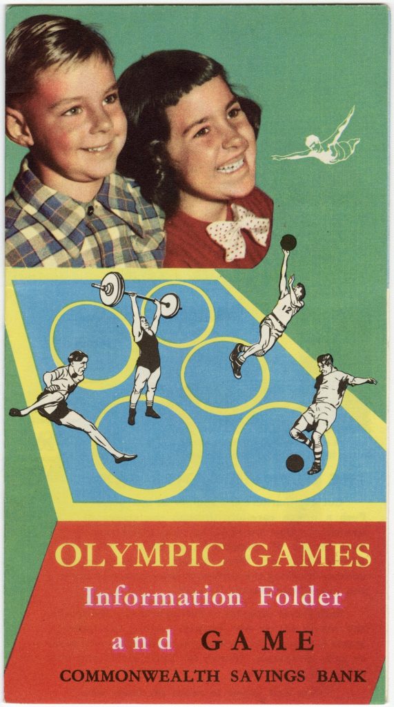 Information folder and game, produced by Commonwealth Savings Bank for the 1956 Olympic Games image 1734379-1