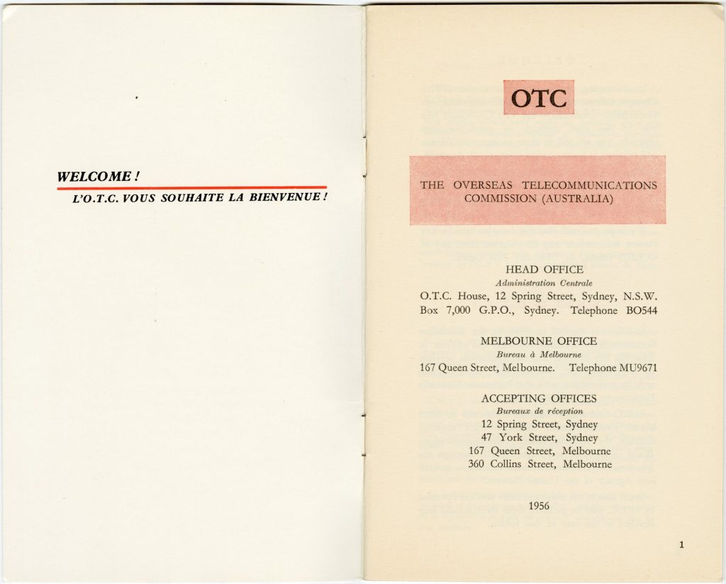 Telecommunications guide, produced for the 1956 Olympic Games image 1734381-2