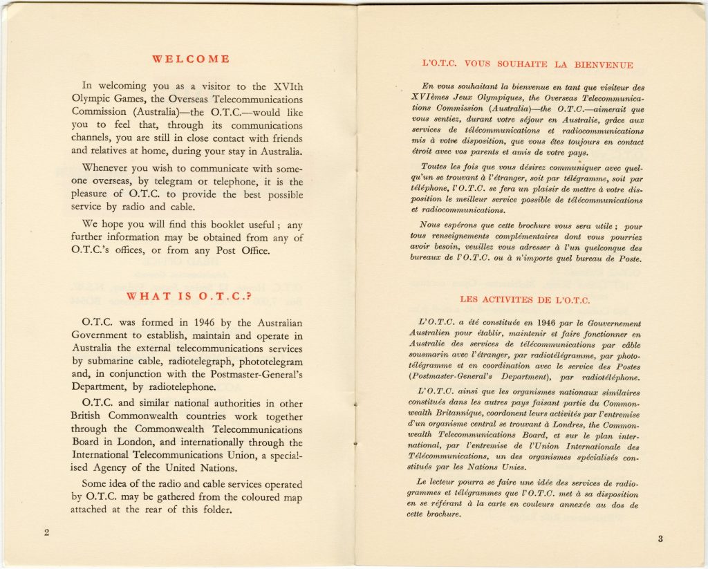 Telecommunications guide, produced for the 1956 Olympic Games image 1734381-3