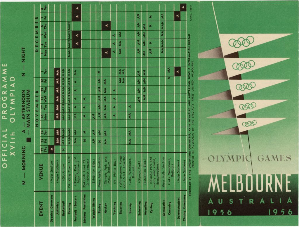 Promotional leaflet and programme for the 1956 Olympic Games