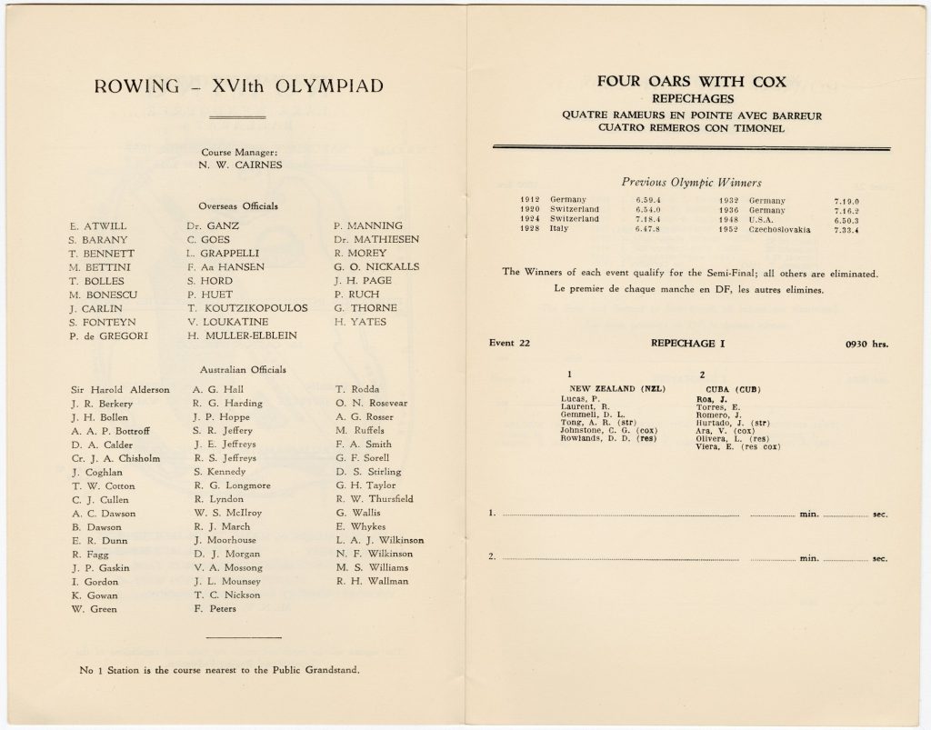Rowing program  for the 1956 Olympic Games image 1734390-4