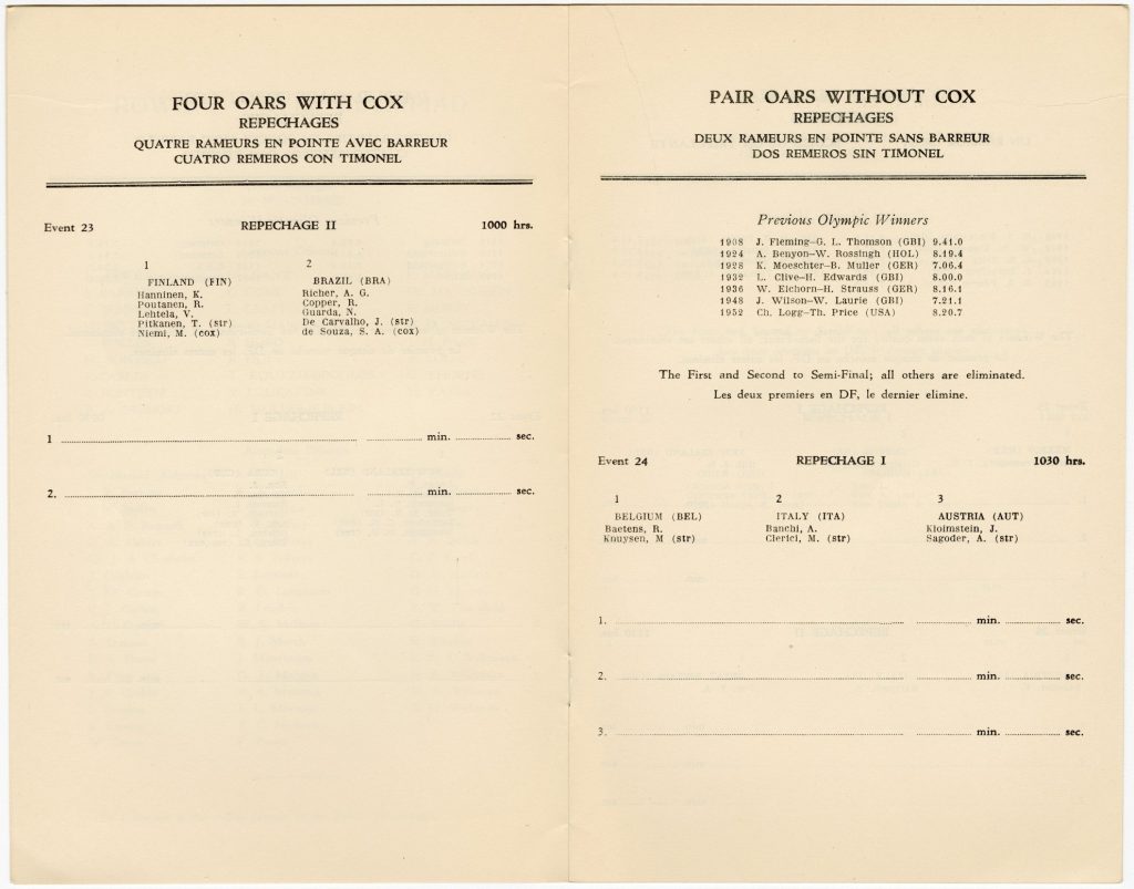 Rowing program  for the 1956 Olympic Games image 1734390-5