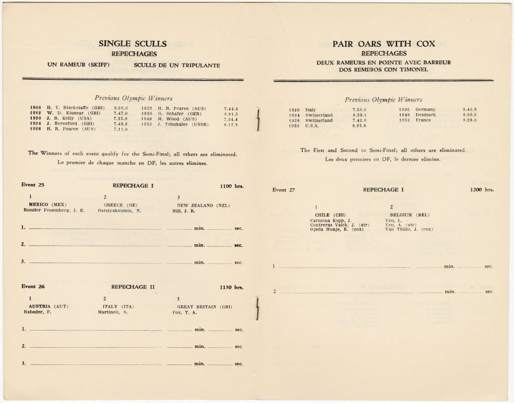 Rowing program  for the 1956 Olympic Games image 1734390-6