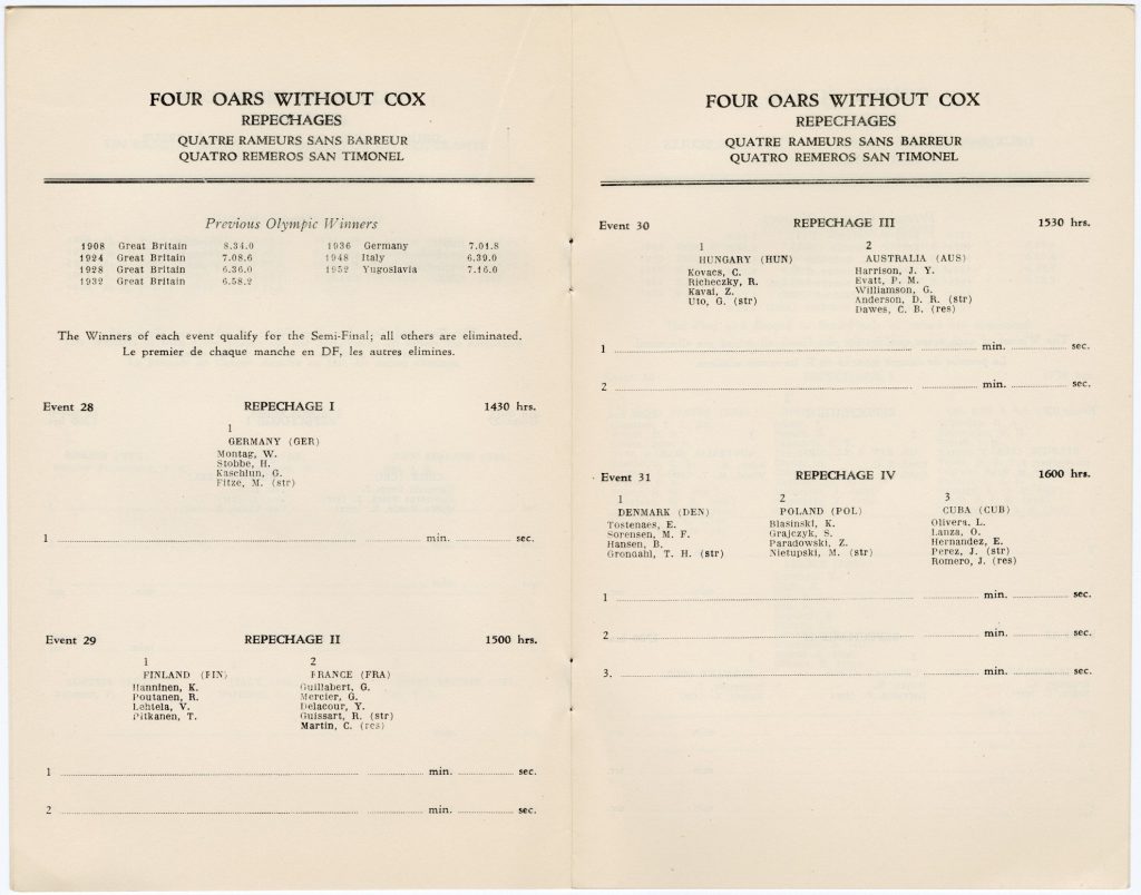 Rowing program  for the 1956 Olympic Games image 1734390-7