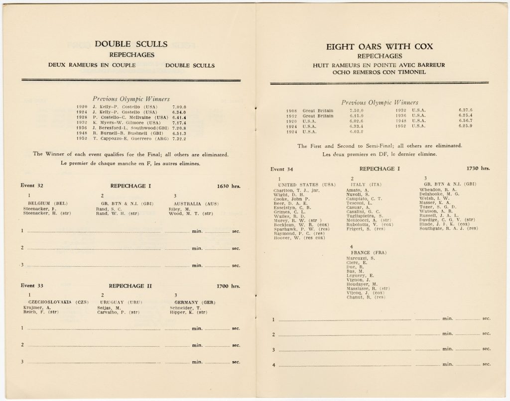 Rowing program  for the 1956 Olympic Games image 1734390-8