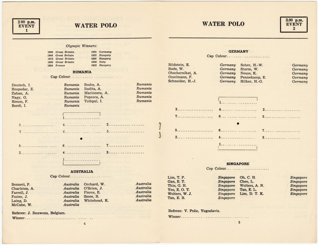 Swimming program for  the 1956 Olympic Games image 1734392-4