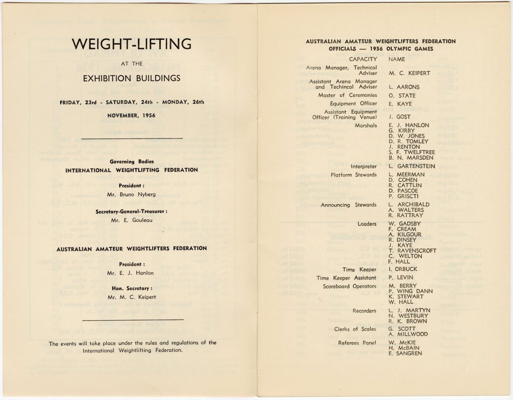 Weightlifting program for the 1956 Olympic Games image 1734394-2
