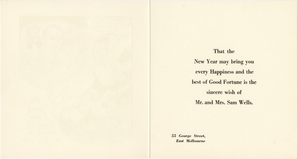 New Year card, given by Mr and Mrs Sam Wells image 1734439-2