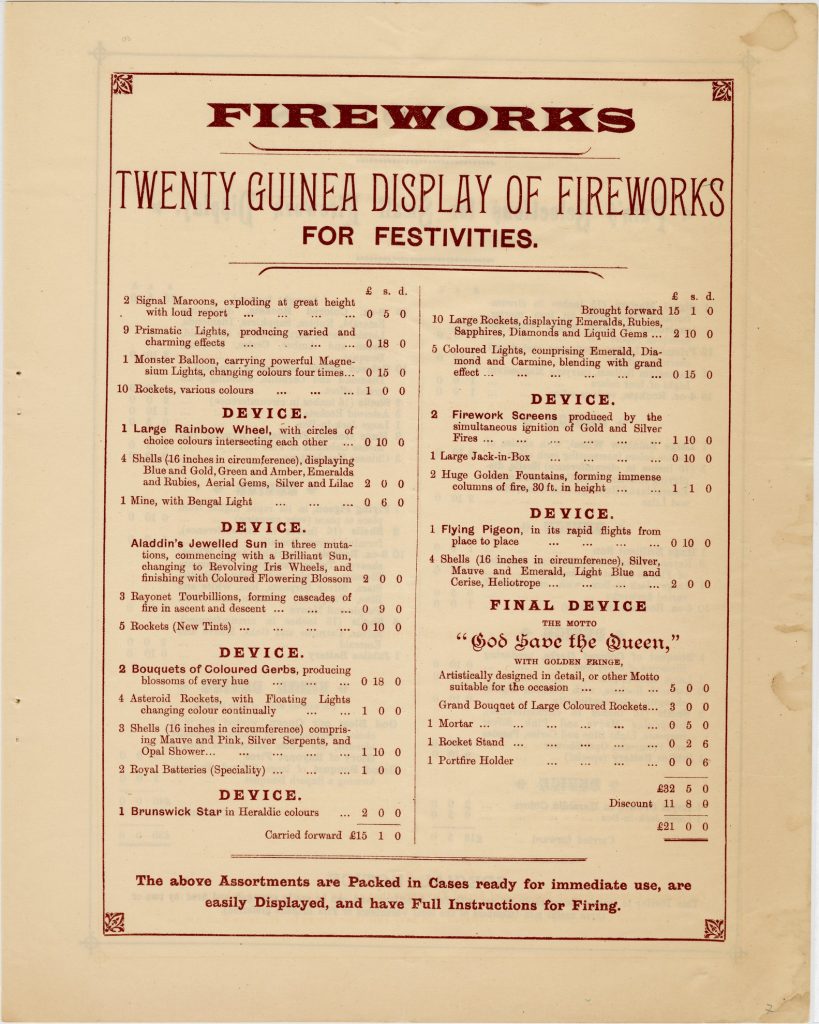 Catalogue and firework program for festivities for Queen Victoria’s 60th anniversary of accession image 1735437-7