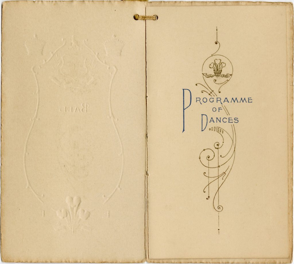Dance card for a ball held for the Prince of Wales image 1735440-2