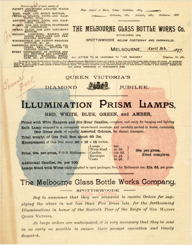 Advertisement for illumination prism lamps