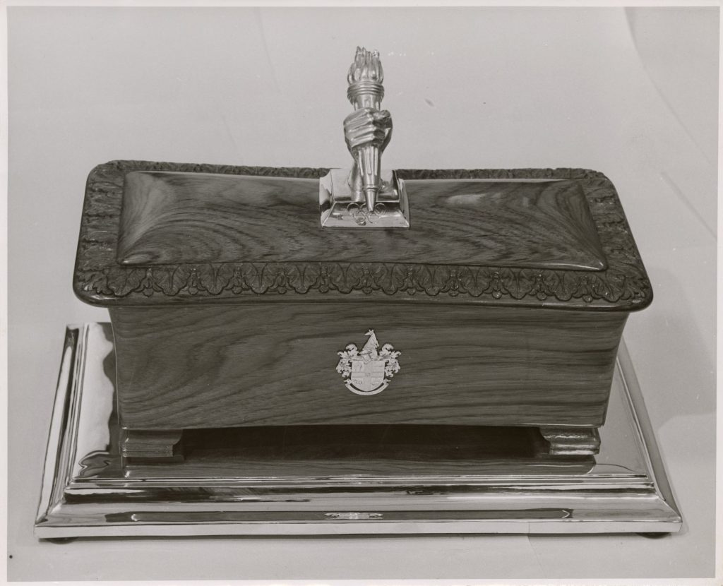 Image of the casket presented to the Duke of Edinburgh, the first recipient of the Freedom of the City