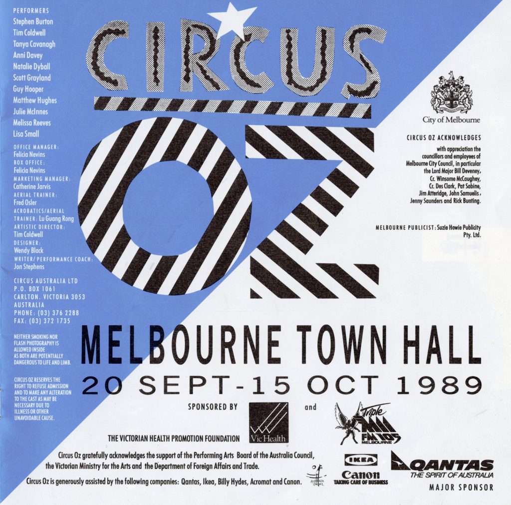 Programme, Circus Oz at Melbourne Town Hall