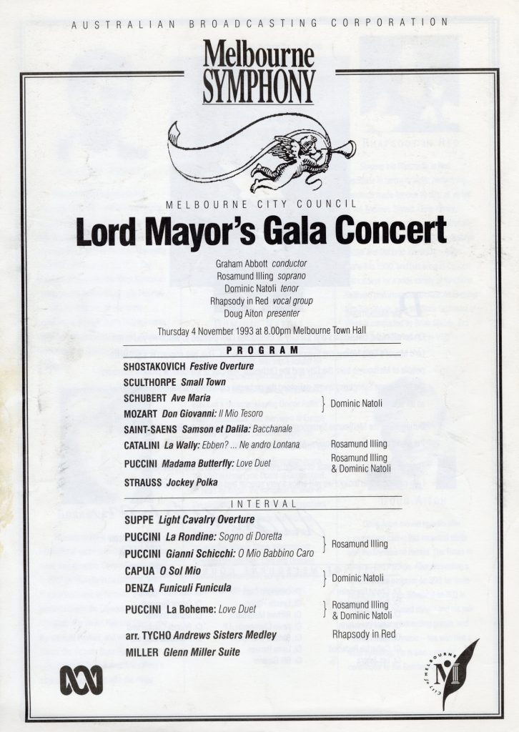 Programme, Lord Mayor’s Gala concert