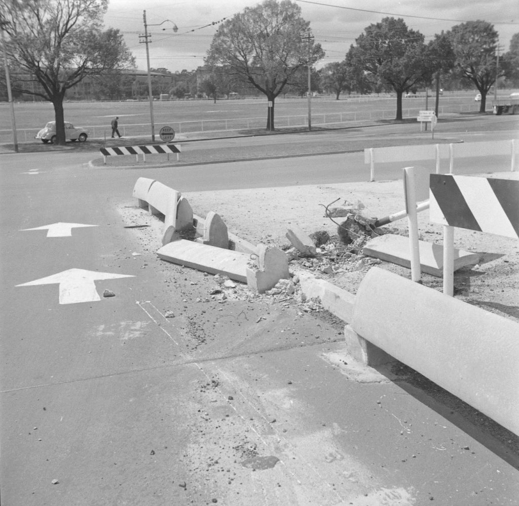 Book B Negative B48 – Damaged curb, Swan Street Bridge