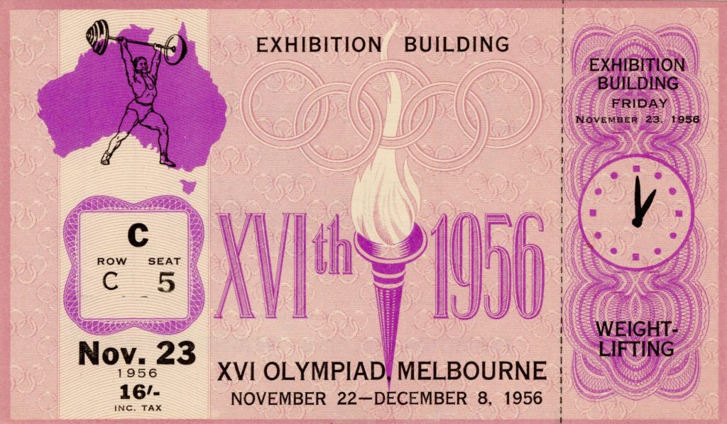 Ticket, 1956 Olympics, Weightlifting