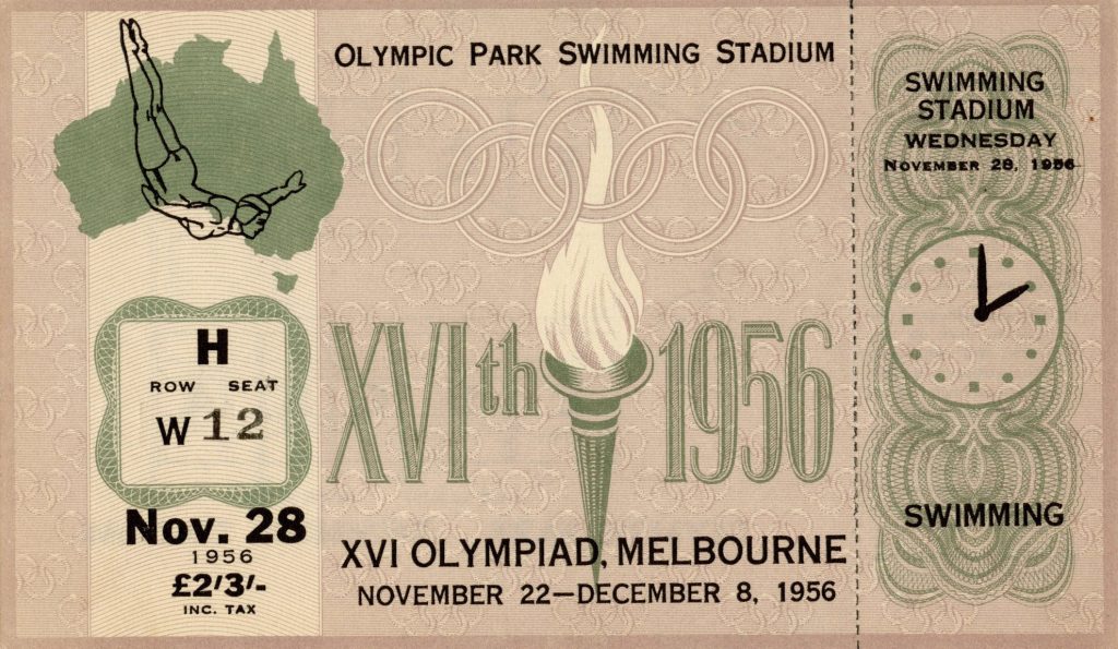 Ticket, 1956 Olympics, Swimming