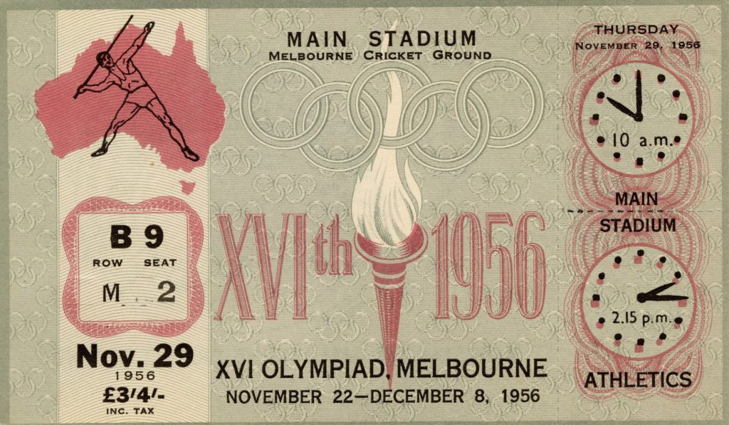 Ticket, 1956 Olympics, Athletics
