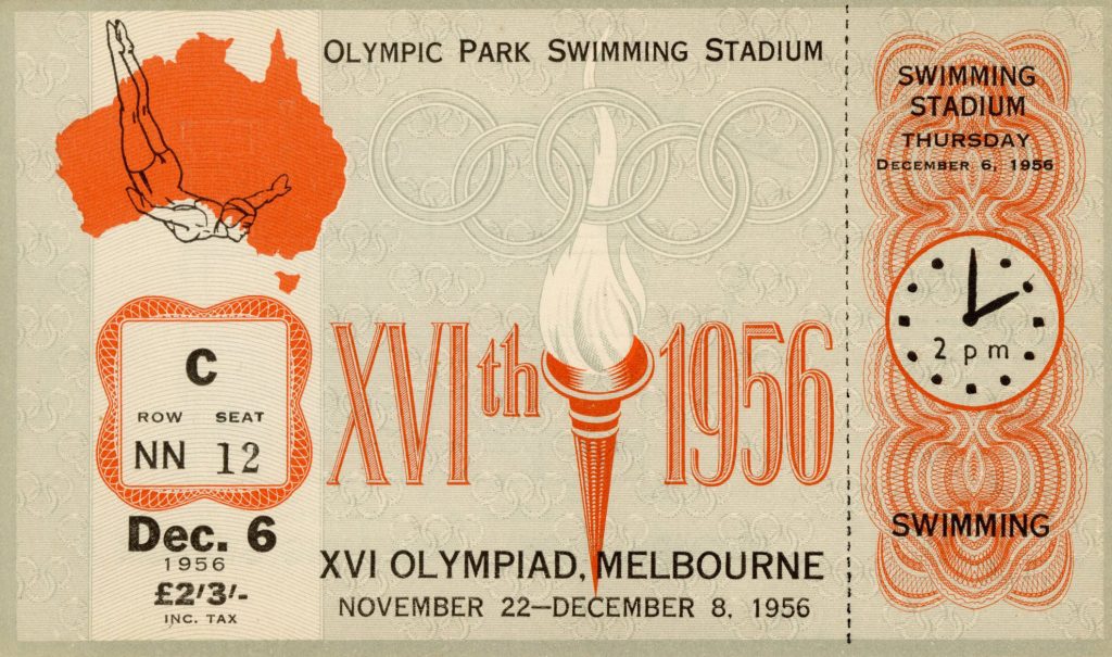 Ticket, 1956 Olympics, Swimming