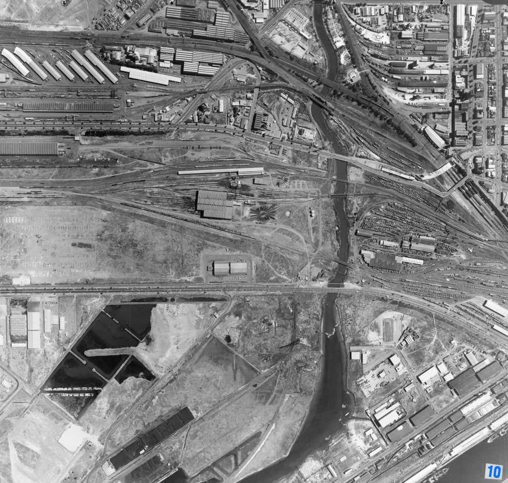 Map 10 – Aerial view of West Melbourne, South Dynon Locomotive Depot and Port of Melbourne
