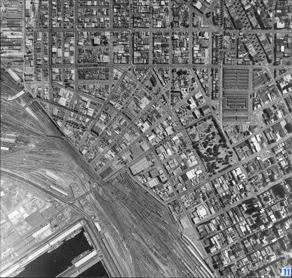 Map 11 – Aerial view of CBD, North Melbourne, Melbourne Yard and Victoria Dock