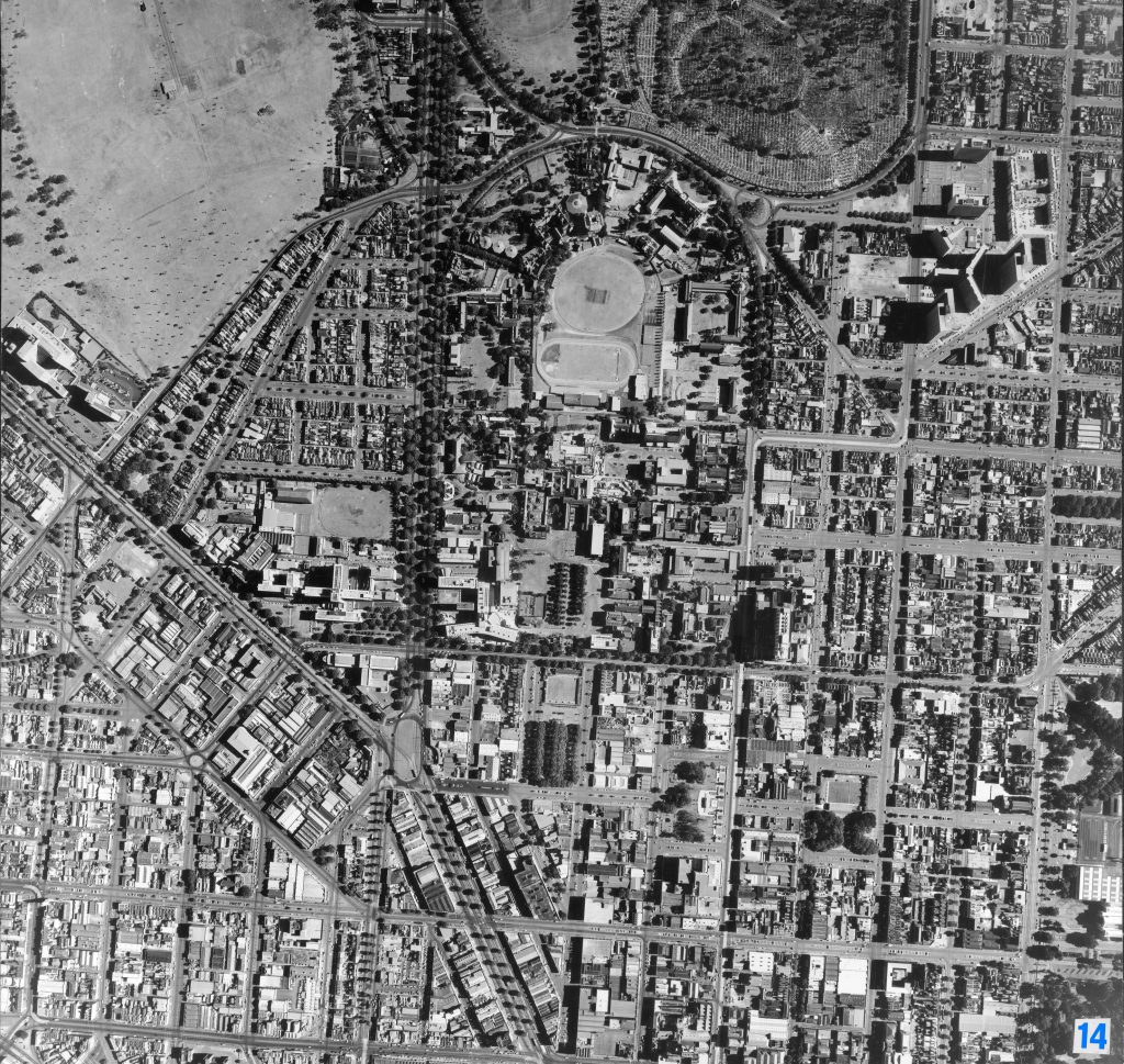 Map 14 – Aerial view of Carlton, Parkville and North Melbourne